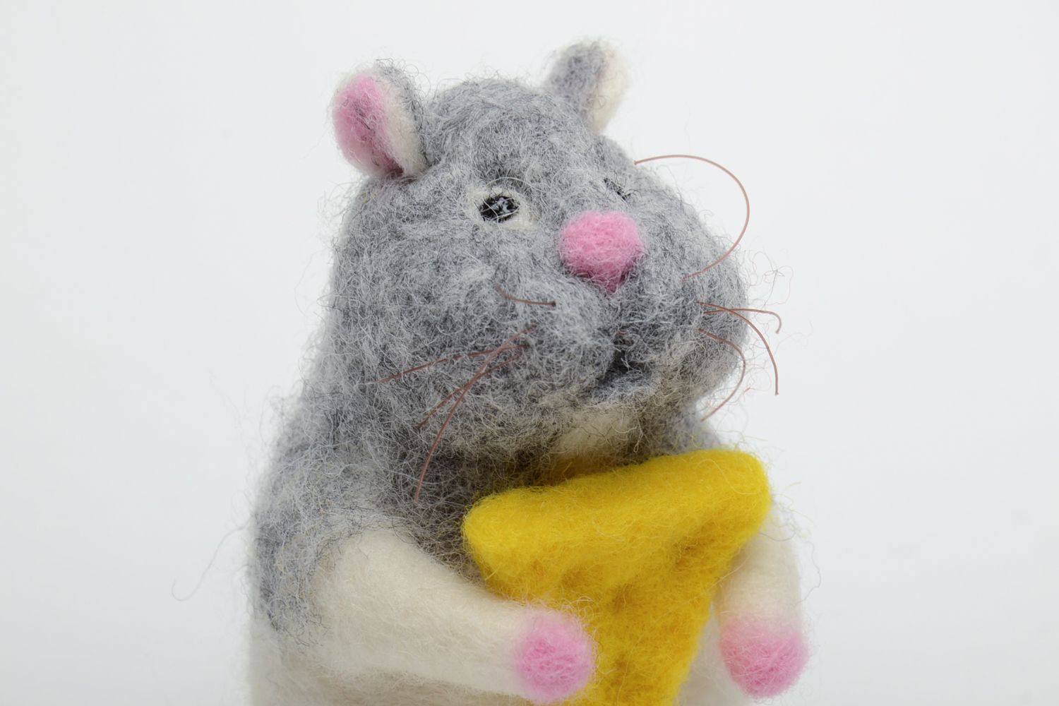 Interior toy felted of wool Hamster with Cheese photo 3