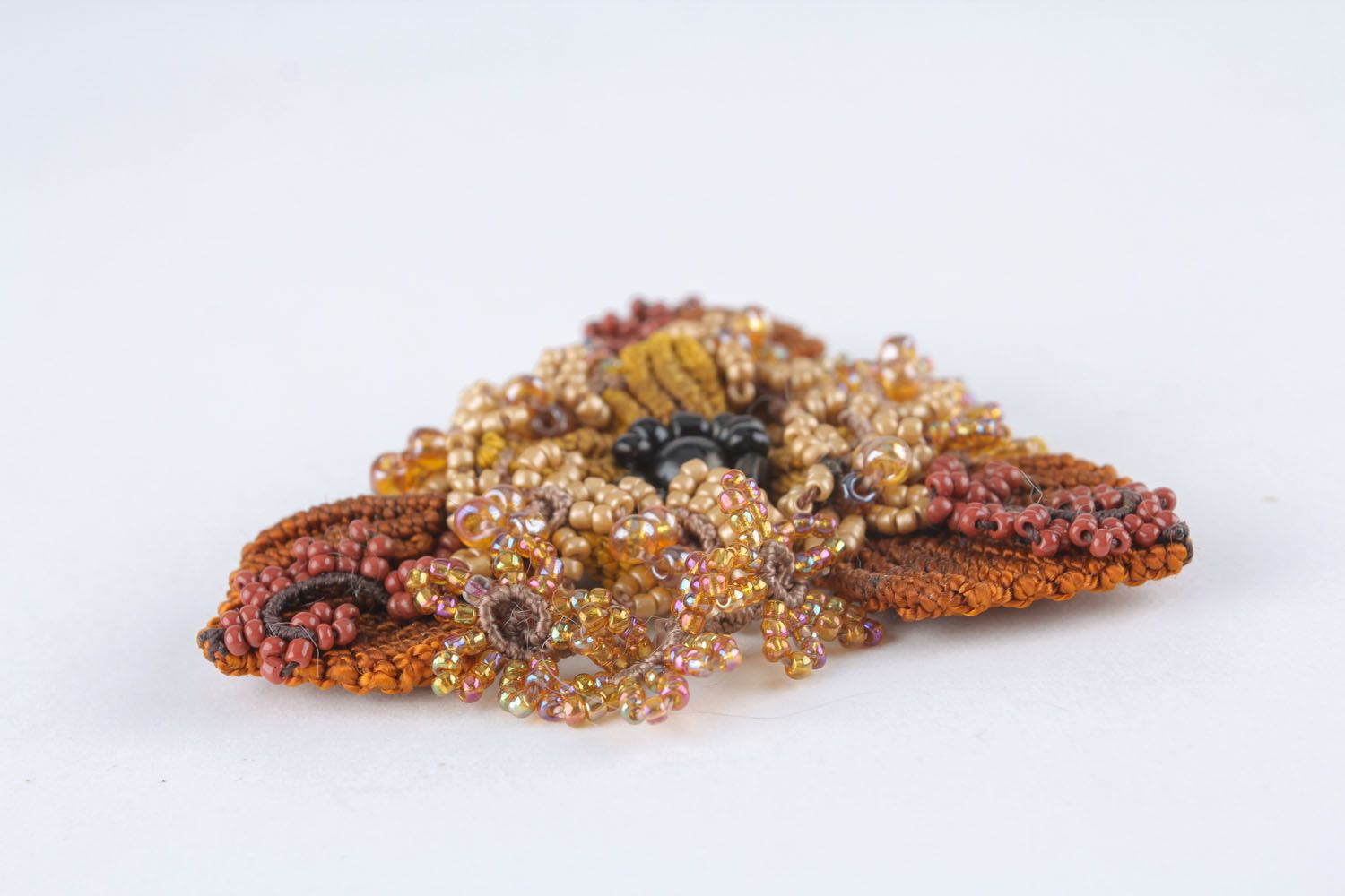 Beautiful woven brooch Coffee Flower photo 3