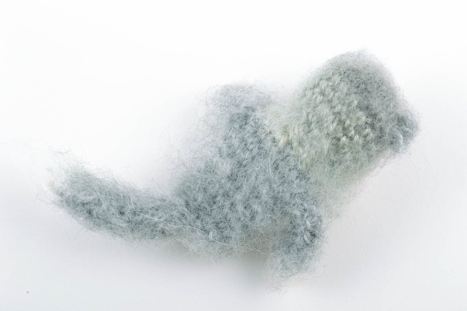 Marionnette à doigt chat gris tricotée au crochet en laine faite main originale photo 4