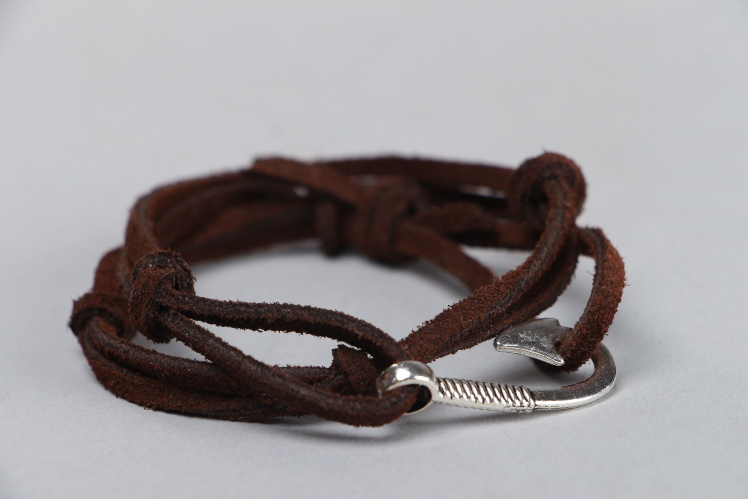 Handmade woven artificial suede wrist bracelet photo 2