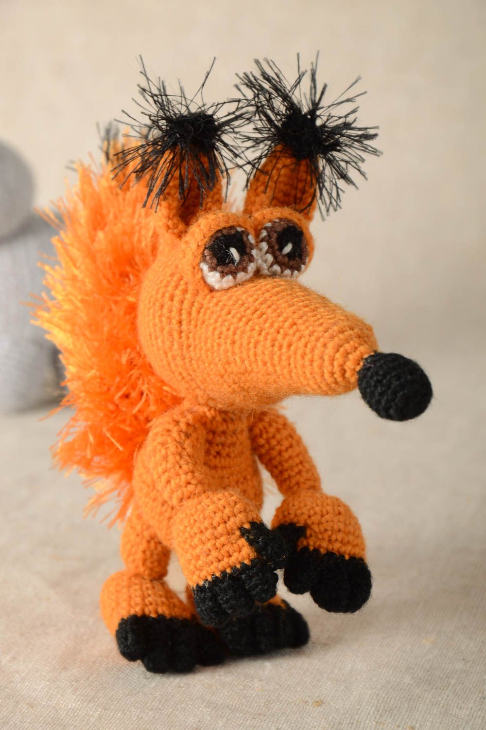 Unusual crocheted toy stylish handmade squirrel beautiful soft toy for kids photo 1