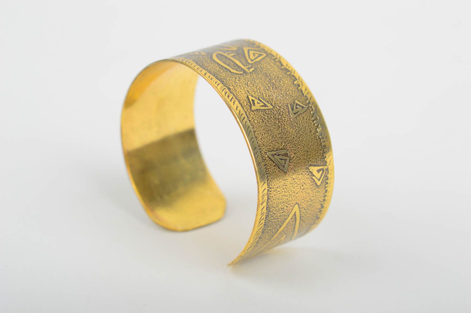 Handmade designer unusual bracelet metal wrist bracelet brass accessory photo 1