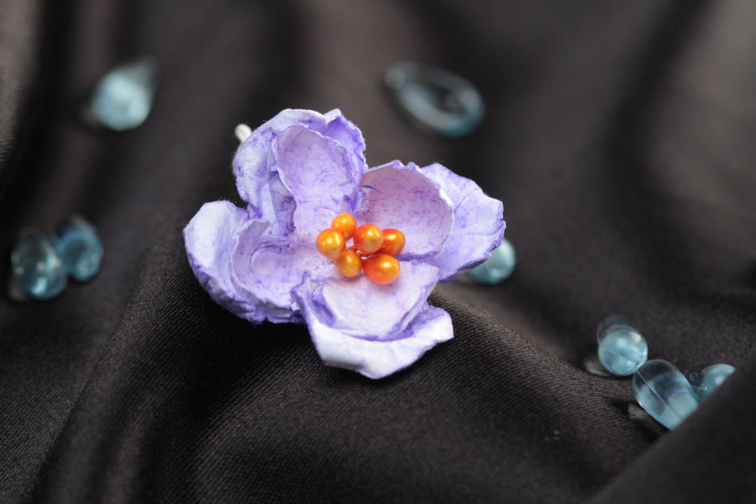 Бумажный цветок скрапбукинг для декора открыток фиолетовый ручной работы фото 1