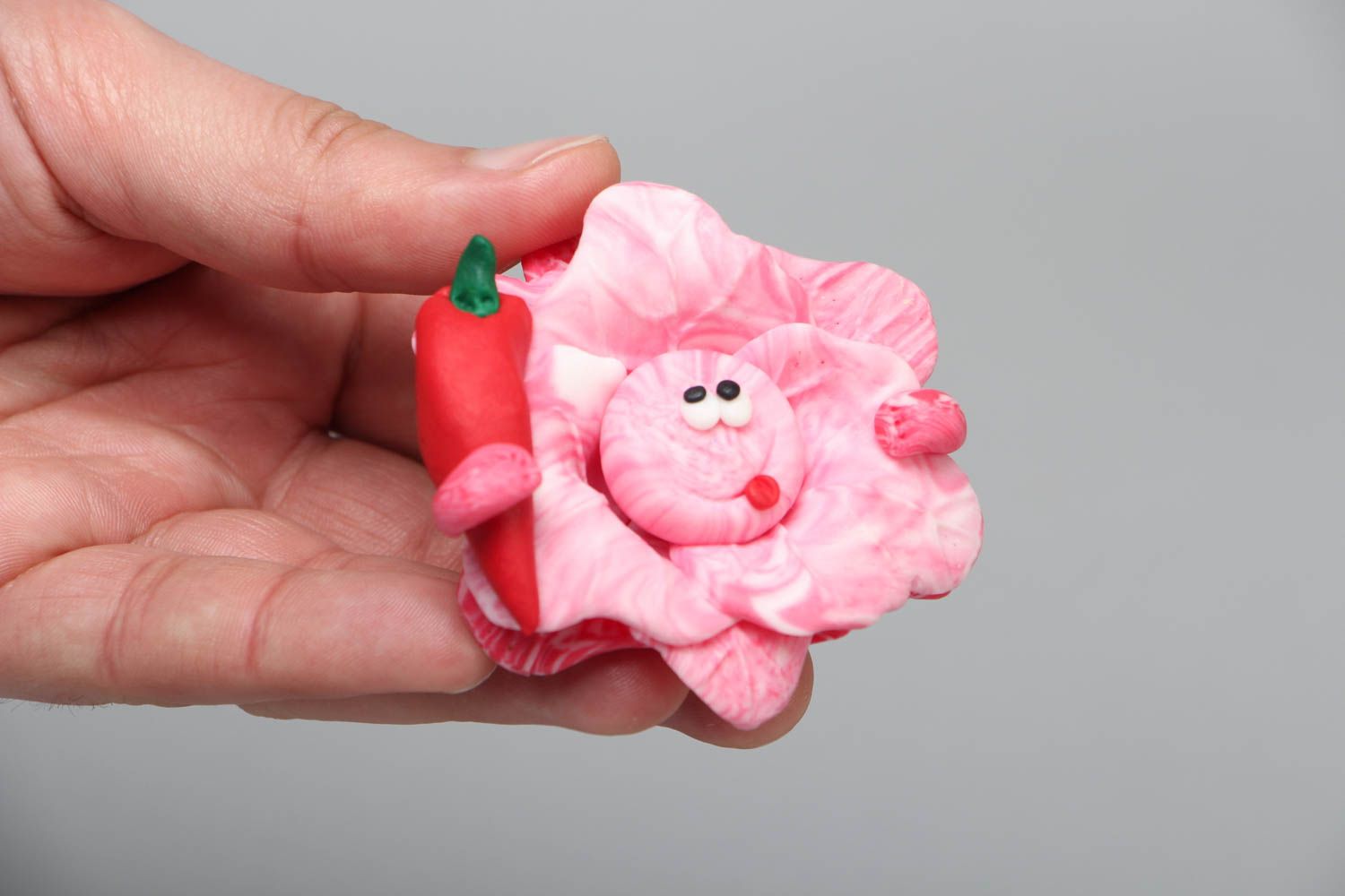 Polymer clay fridge magnet Pink Cabbage and Pepper photo 4