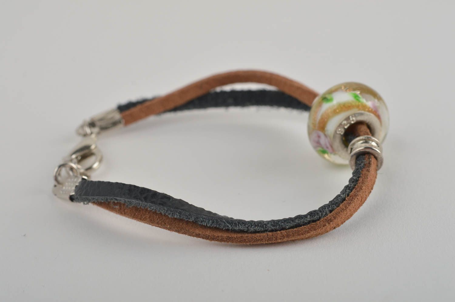 Handmade Mode Schmuck Leder Armband Accessoire für Frauen mit Perle schön foto 3