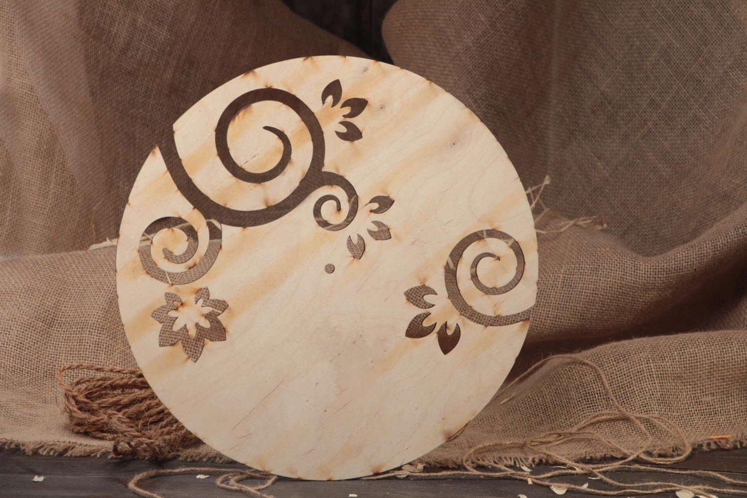 Handmade plywood craft blank for decoupage decorative round patterned wall clock photo 1