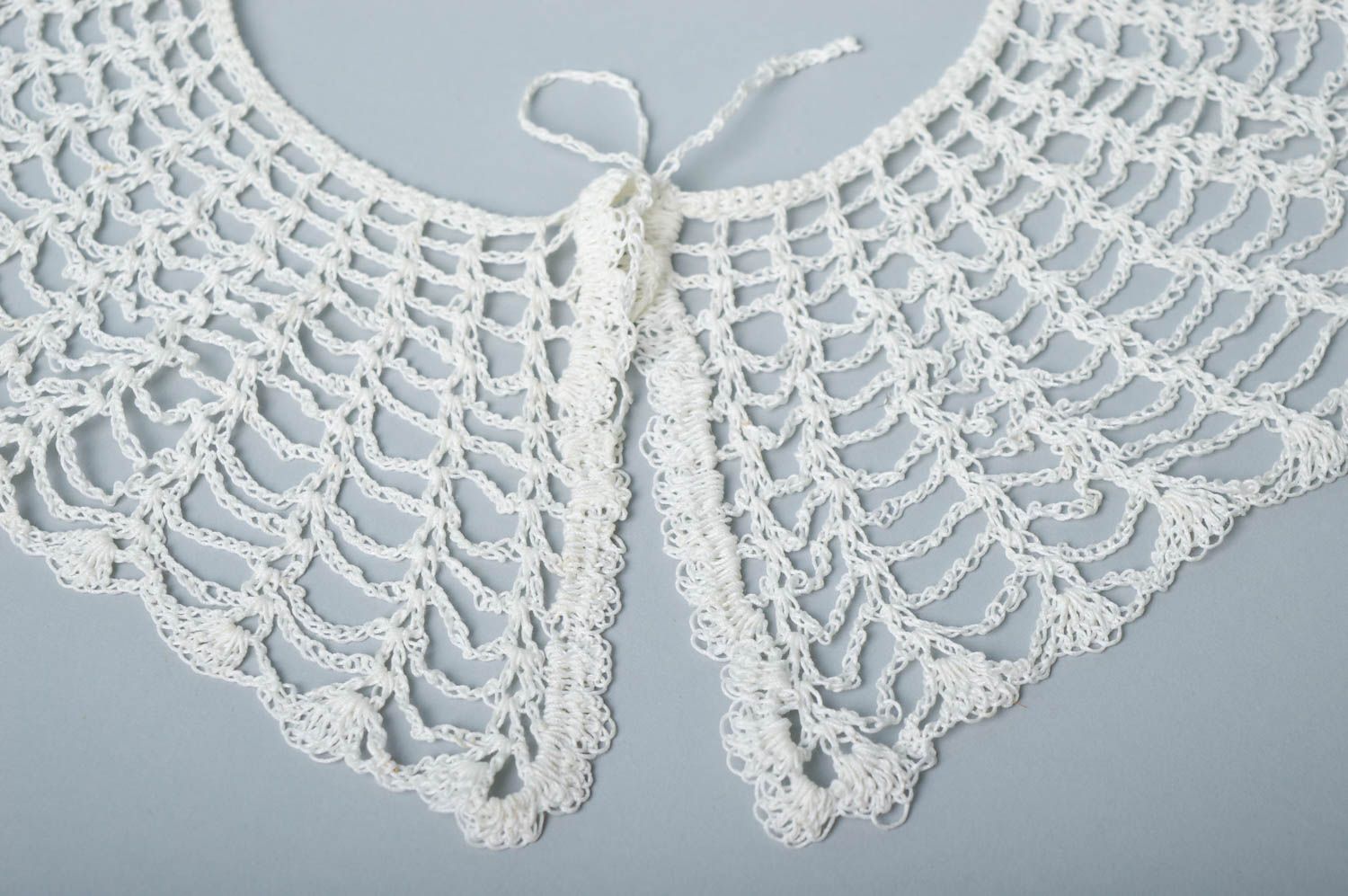 Col blanc fait main Accessoires tricotés Cadeau femme ajouré style vintage photo 4