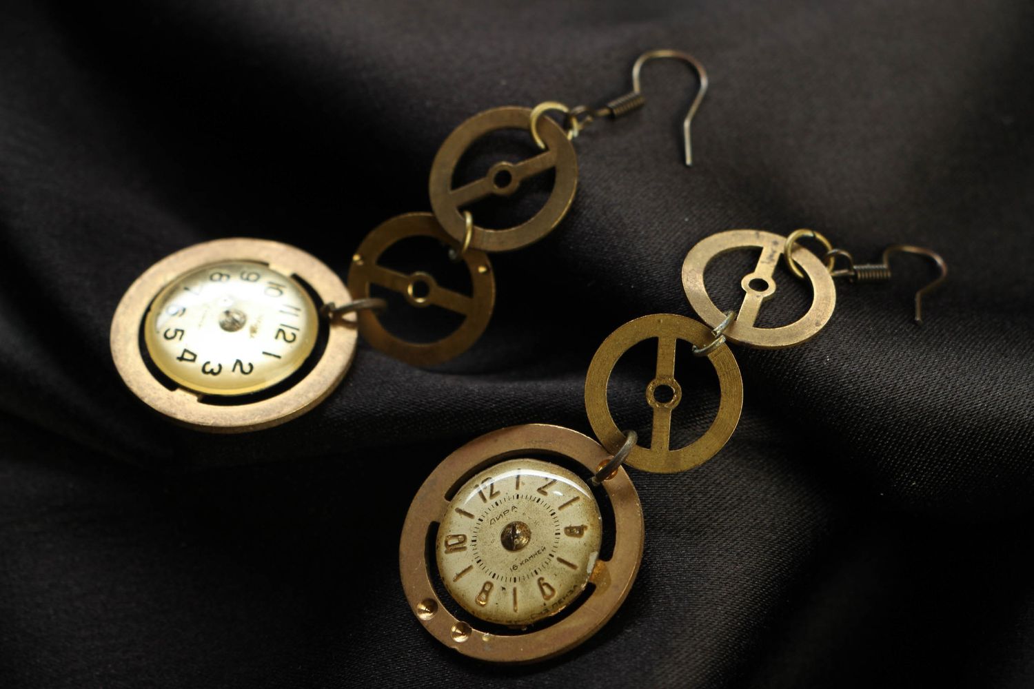 Long earrings with mechanisms in steampunk style photo 1
