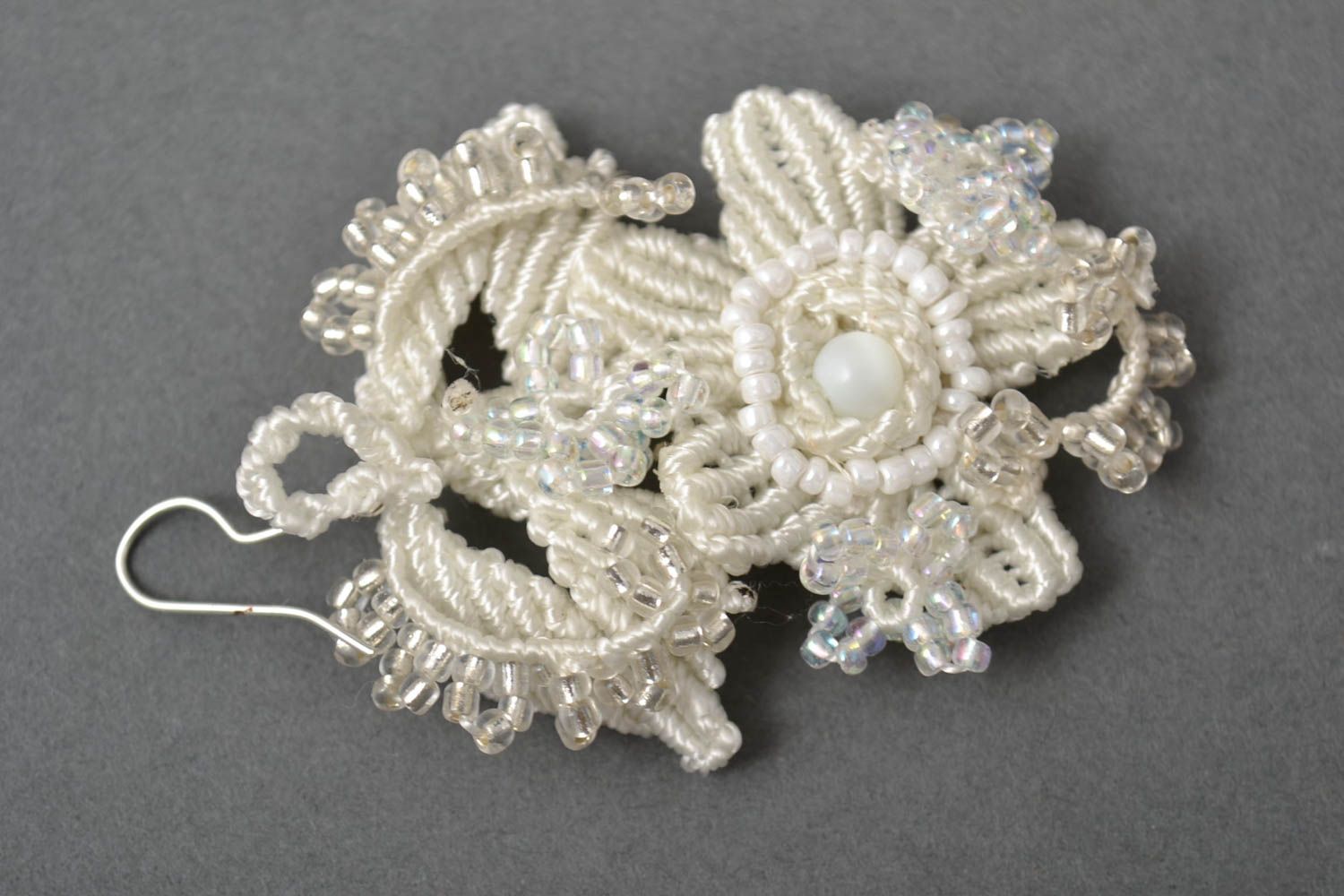 Beautiful handmade woven lace earrings beaded earrings design cool jewelry photo 4