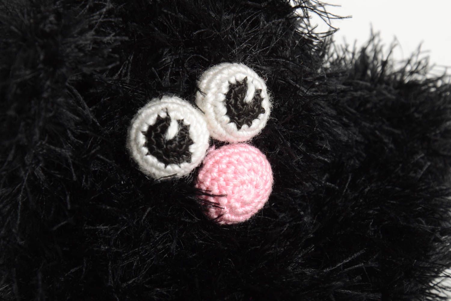 Peluche chat noir faite main Jouet tricot au crochet original Cadeau pour enfant photo 4