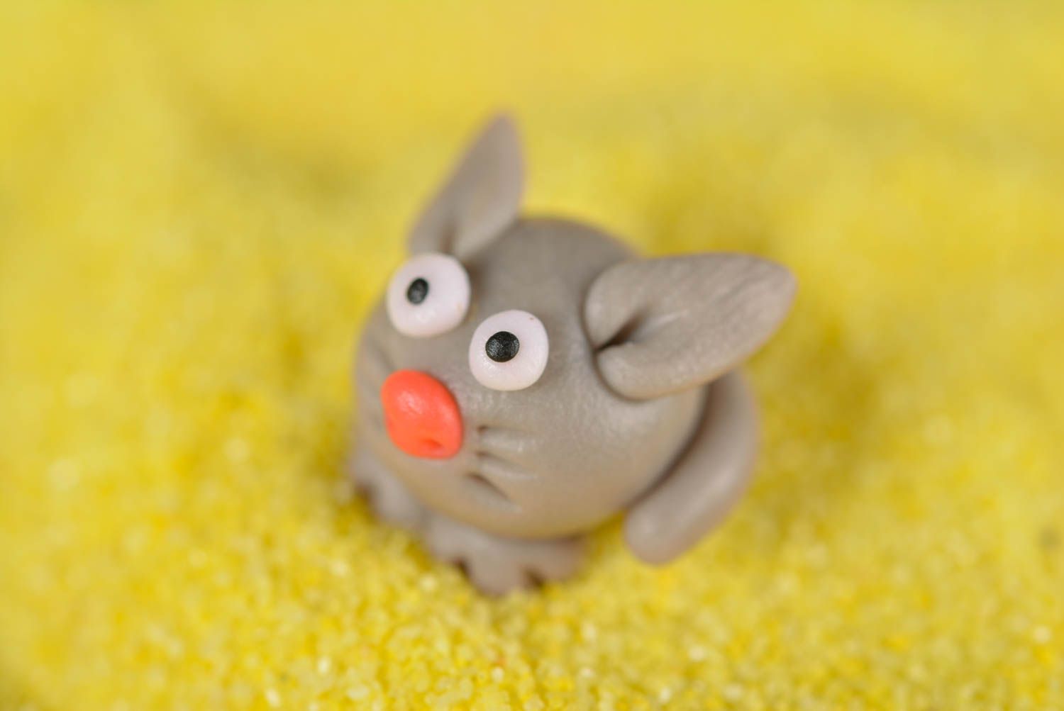 Handmade Spiel Figur mini Spielzeug miniatur Figur aus Polymerton graue Katze foto 3
