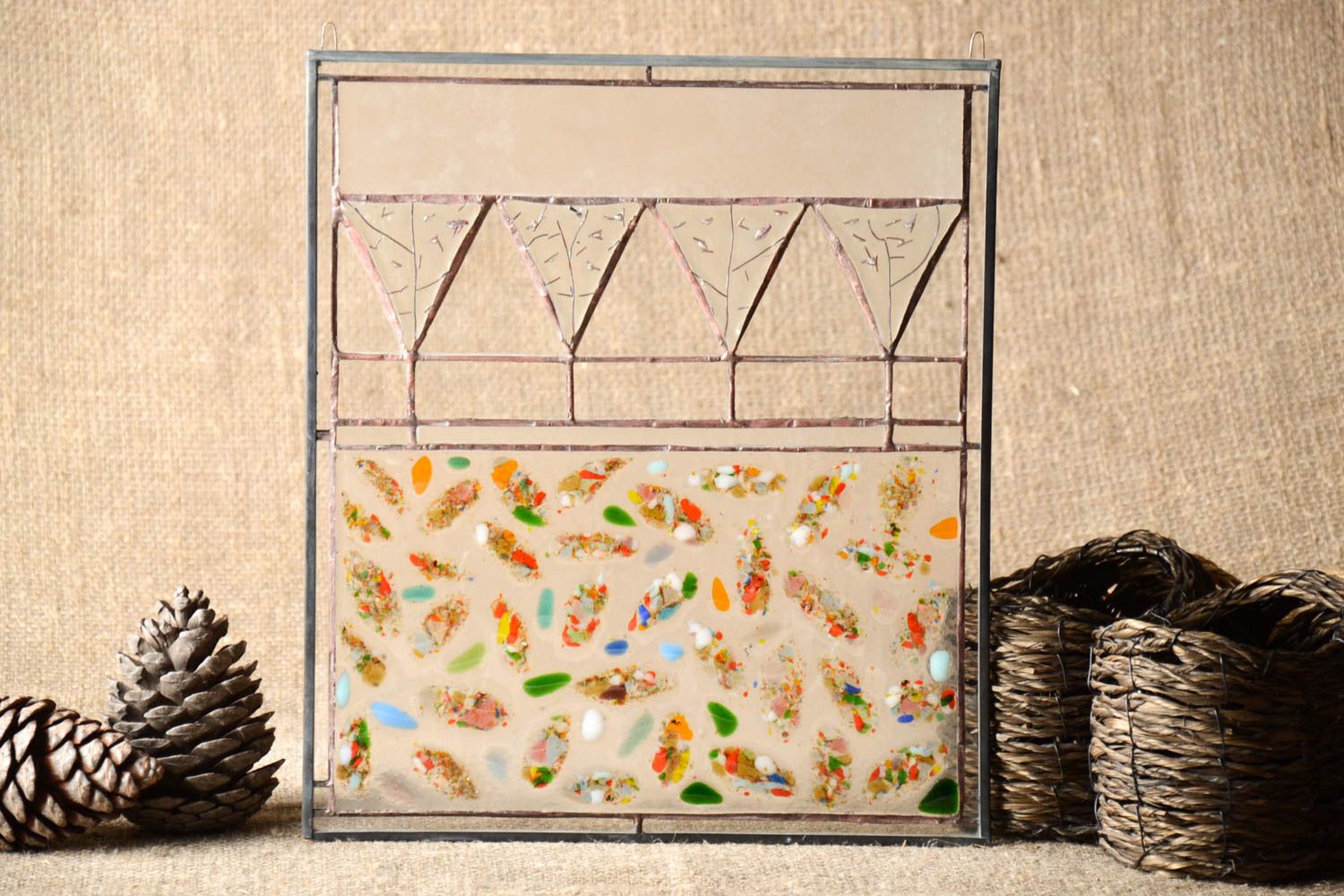Panel decorativo adorno artesanal de cristal decoración de interior original foto 1