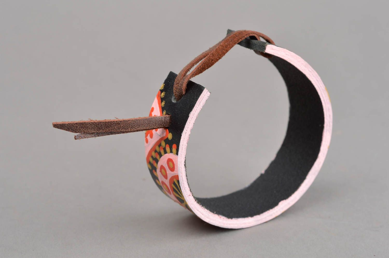Leather bracelet painted bracelet handmade bracelet for women leather jewelry photo 3