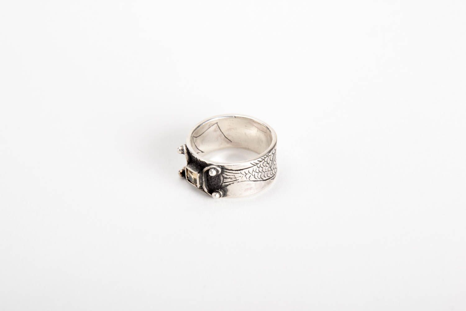 Серебряное кольцо ручной работы женское кольцо серебряное украшение с цитрином фото 4