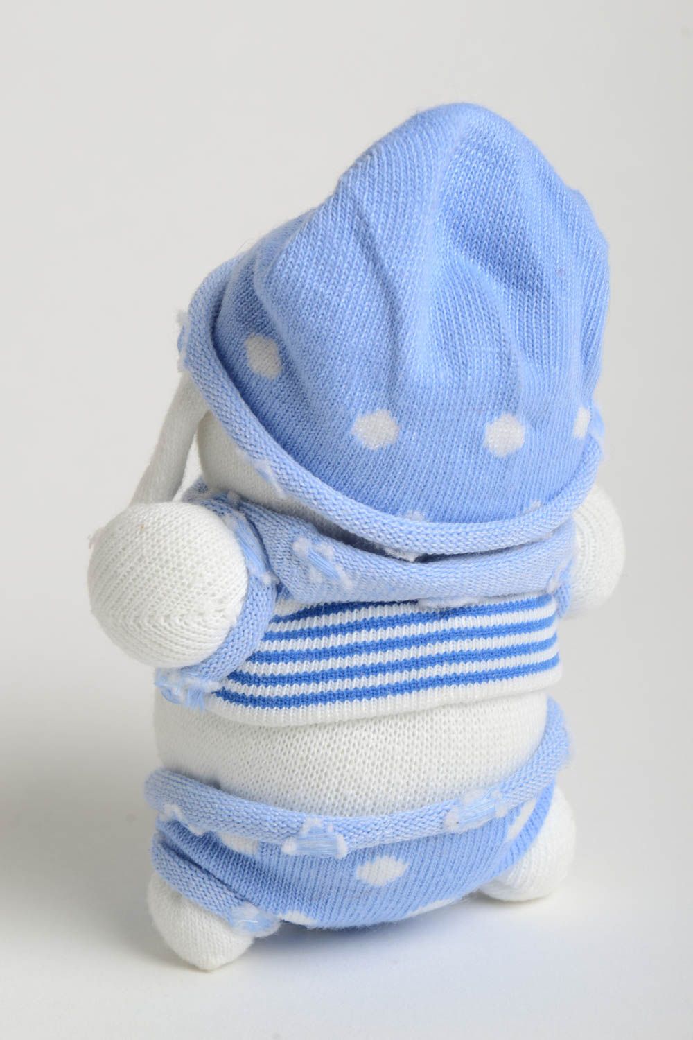 Игрушка заяц ручной работы авторская игрушка стильный подарок ребенку в голубом  фото 4