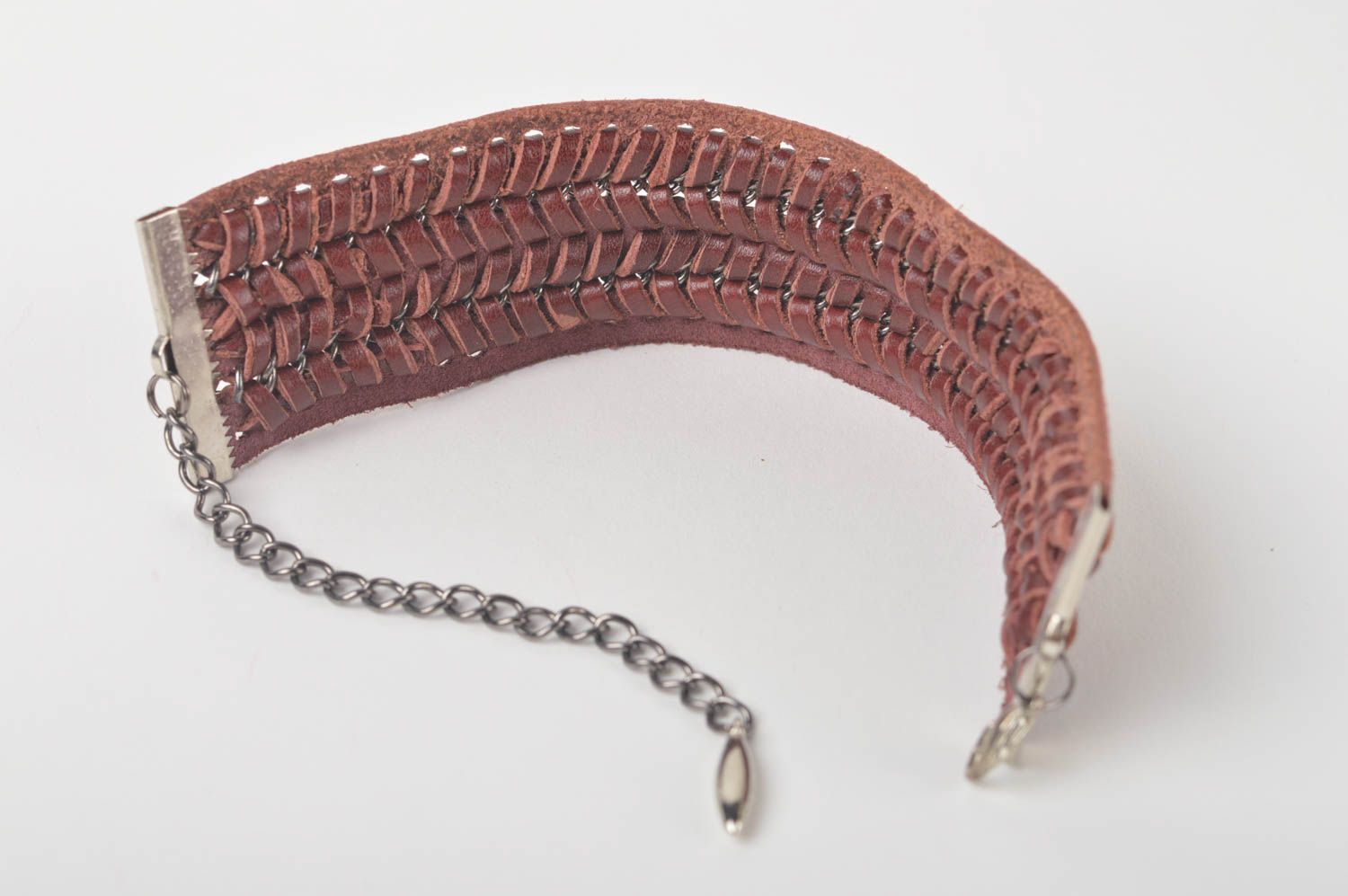 Unusual handmade leather bracelet fashion accessories designer jewelry photo 3