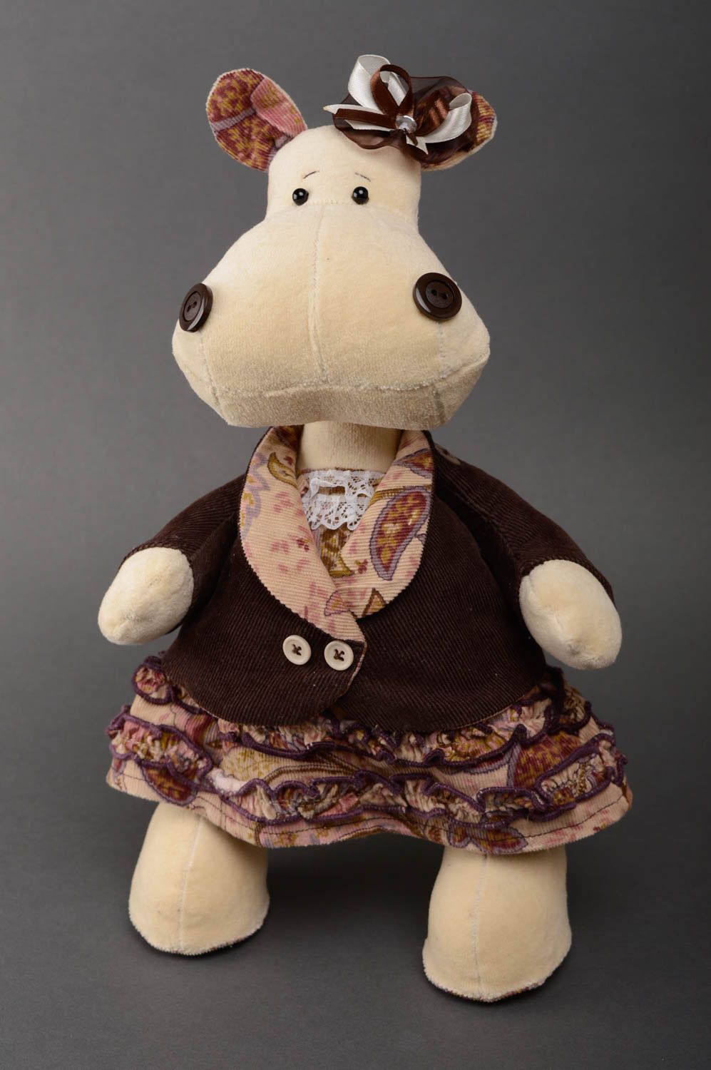 Velour fabric soft toy hippo photo 1