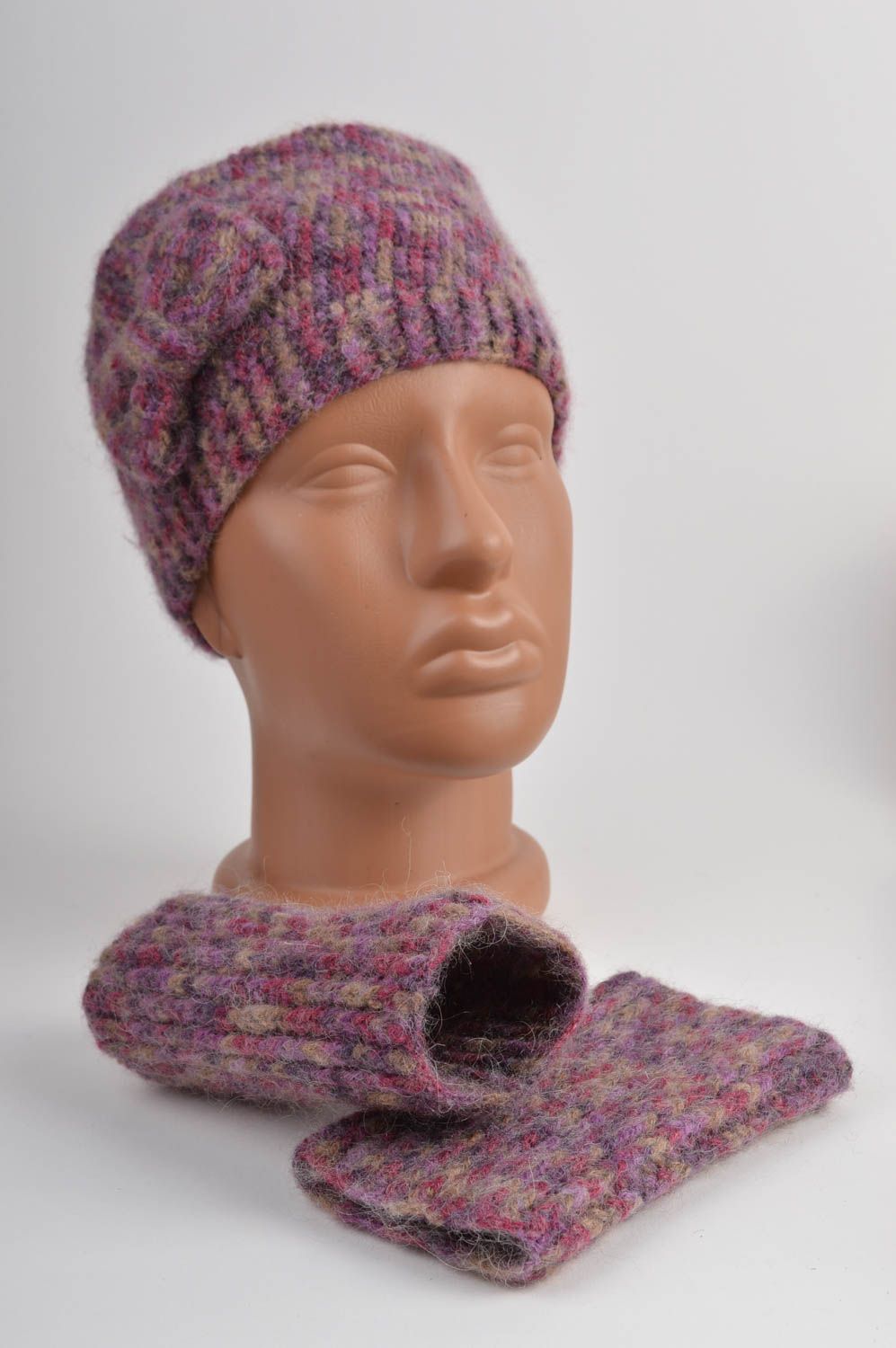 Jambières enfant Bonnet tricot fait main laine d'angora Vêtement enfant fille photo 2