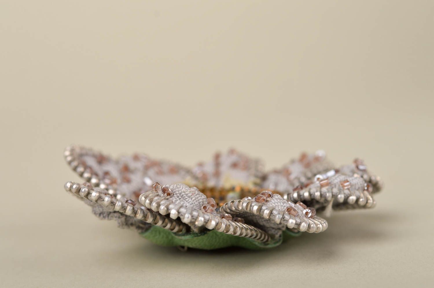 Handmade brooch flower designer accessory textile zipper brooch gift idea photo 3