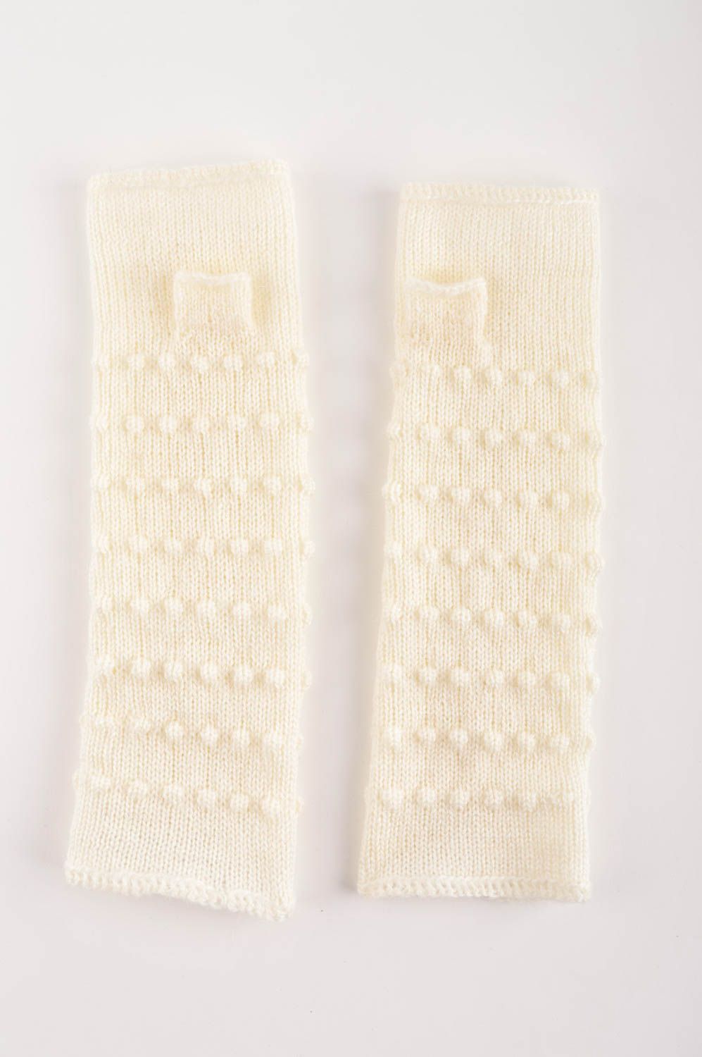 Перчатки без пальцев хэнд мэйд женские перчатки молочные митенки женские фото 3