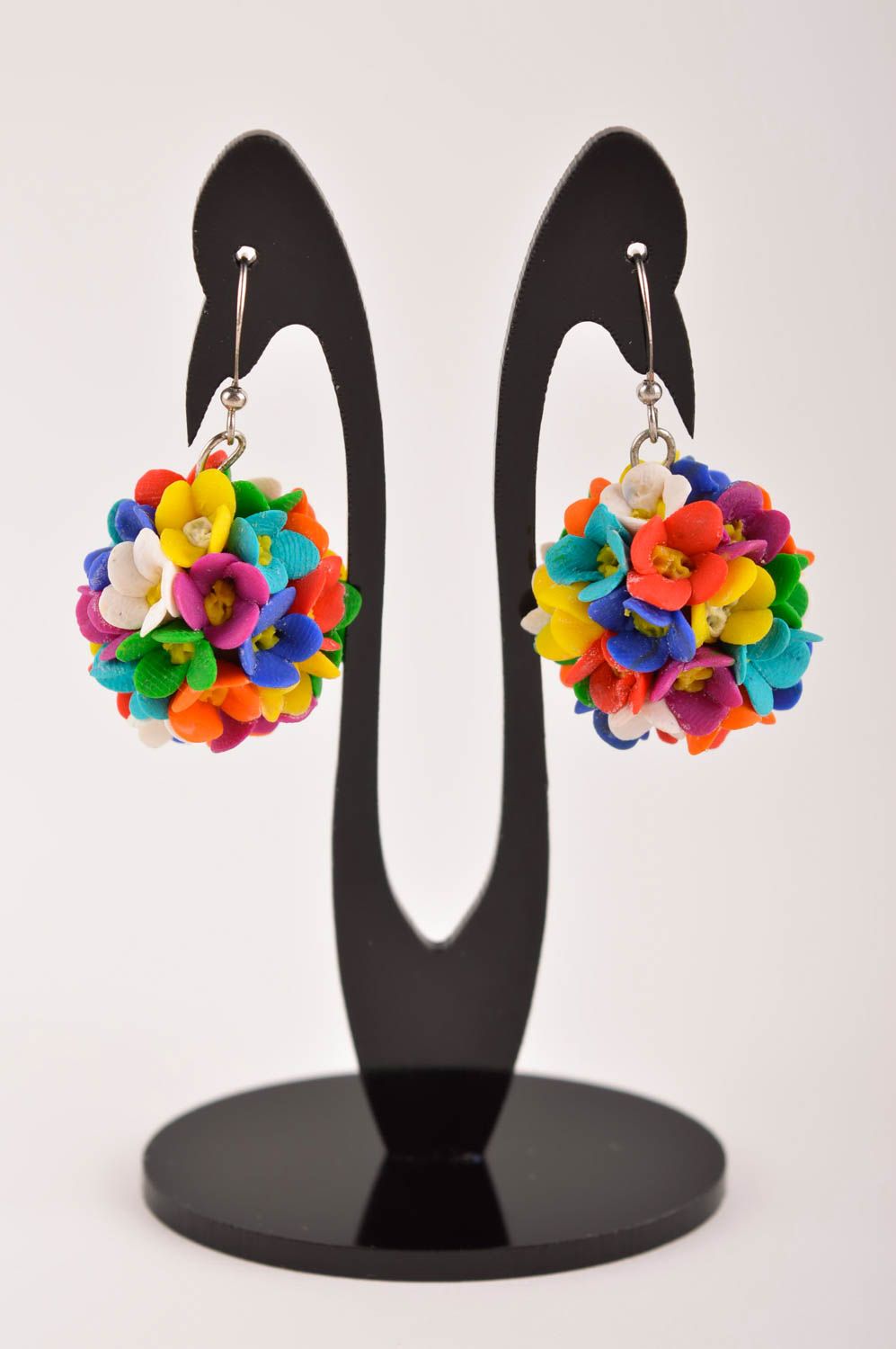 Handmade süße Blumen Ohrringe Designer Schmuck bunt Accessoire für Frauen grell foto 2