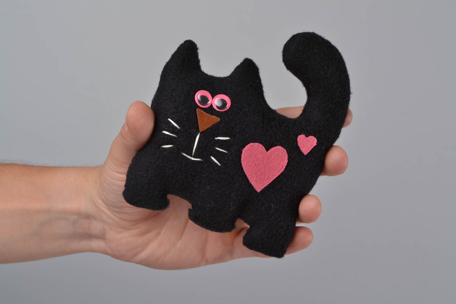 Juguete de peluche original artesanal gato negro pequeño bonito para casa foto 2