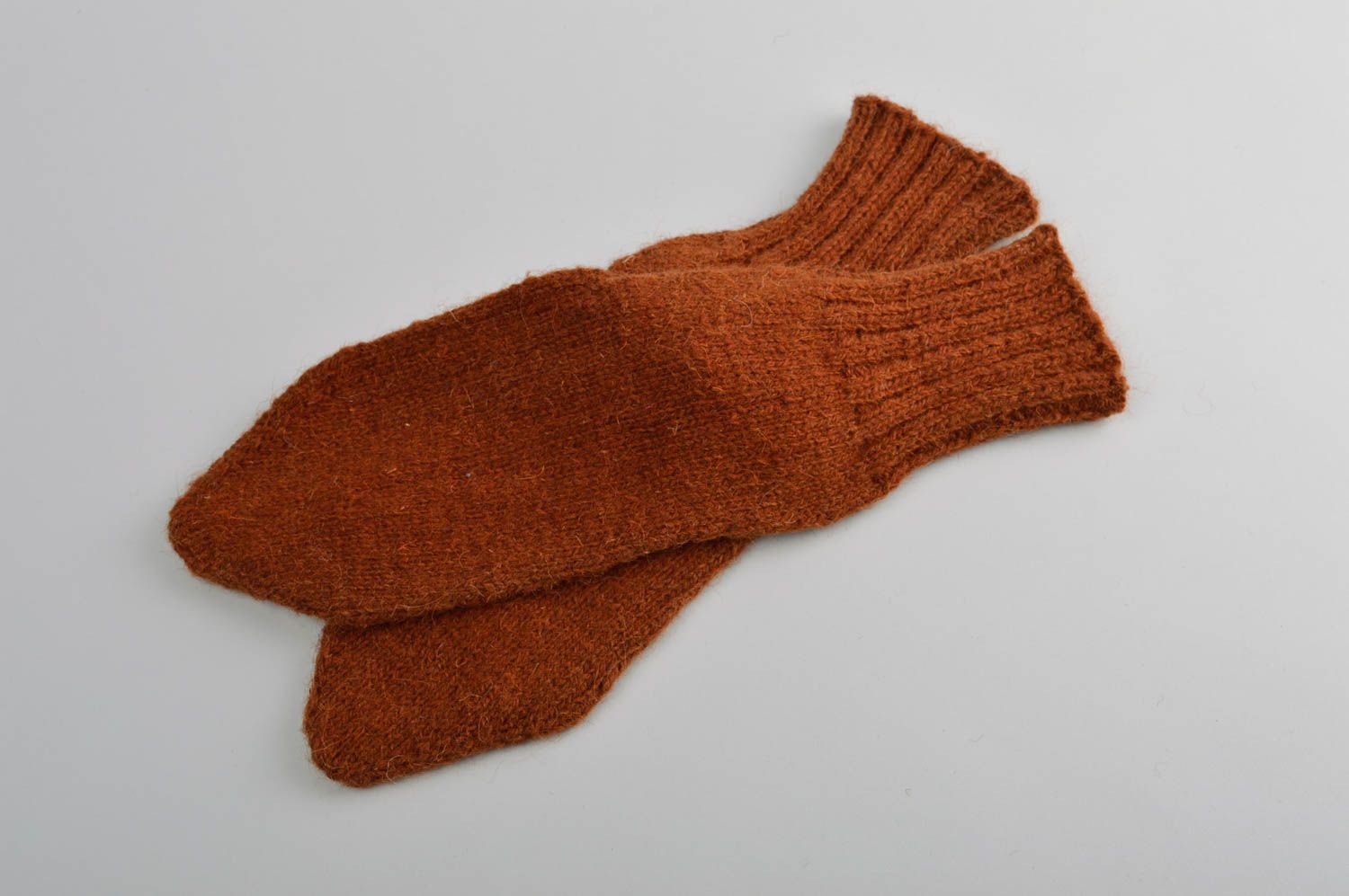 Носки ручной работы вязаные носки из шерсти носки на зиму коричневые теплые фото 4