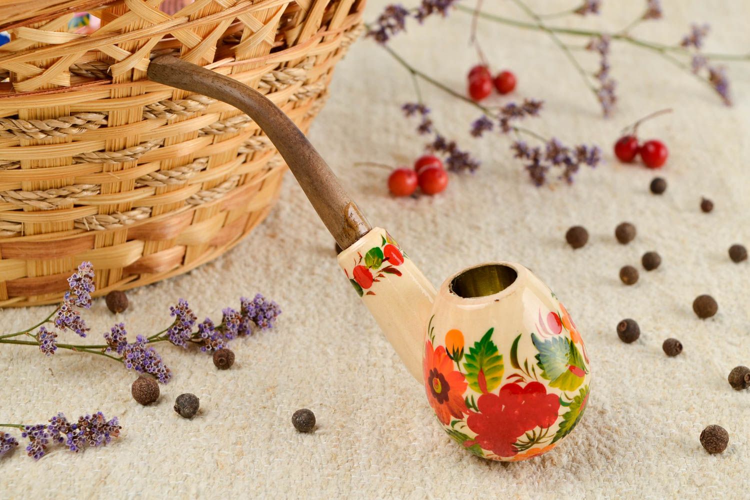 Трубка ручной работы с цветочным орнаментом курительная трубка декор для дома фото 1