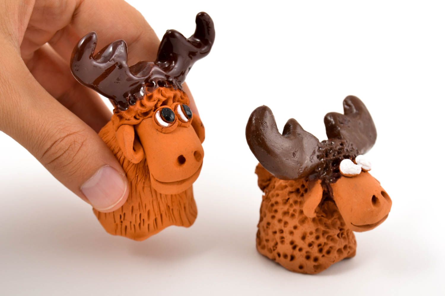 Фигурки животных статуэтки ручной работы игрушки из глины набор из 2 штук фото 5