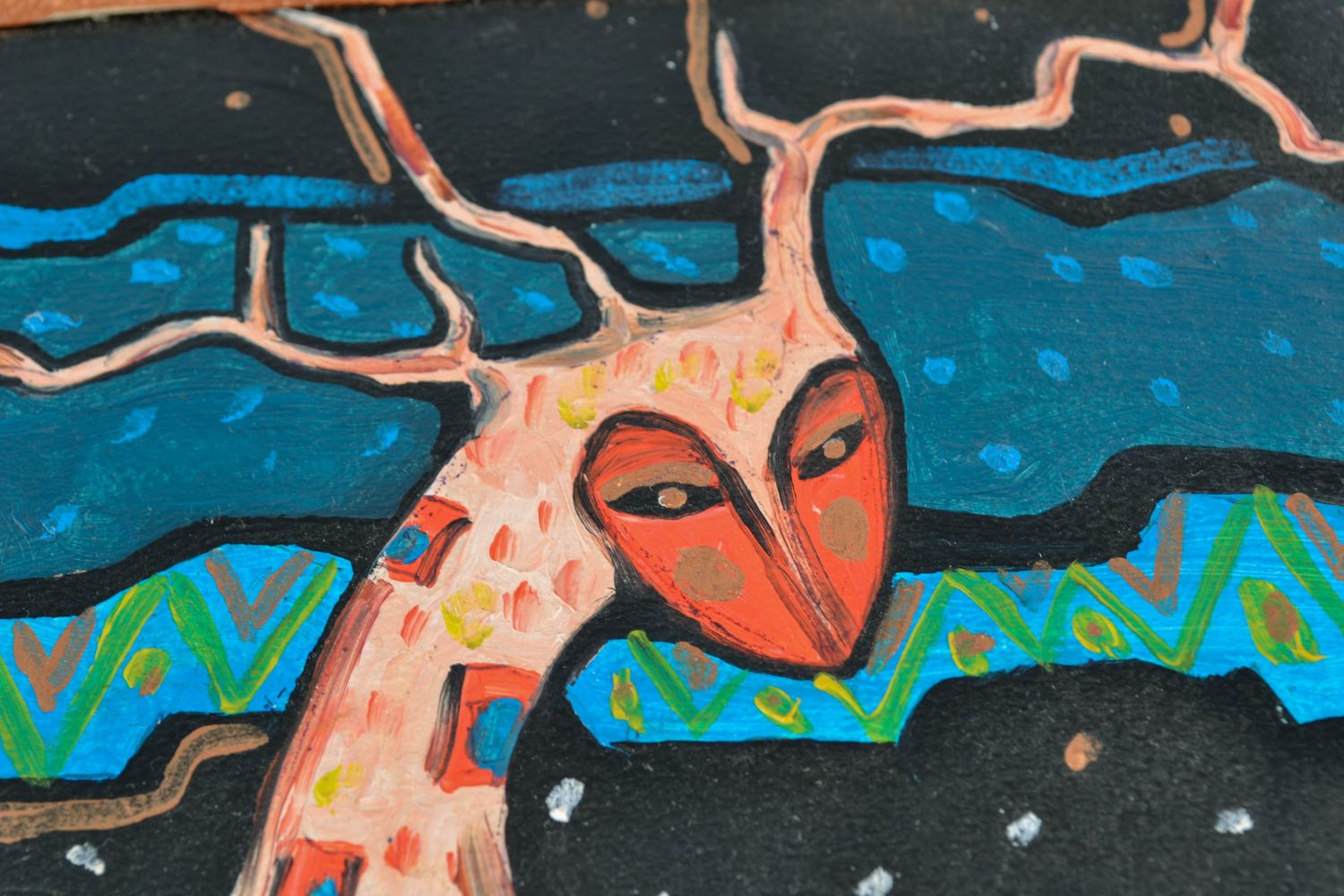 Handmade Wandbild mit Acrylfarben gemalt, kosmischer Baum  foto 3
