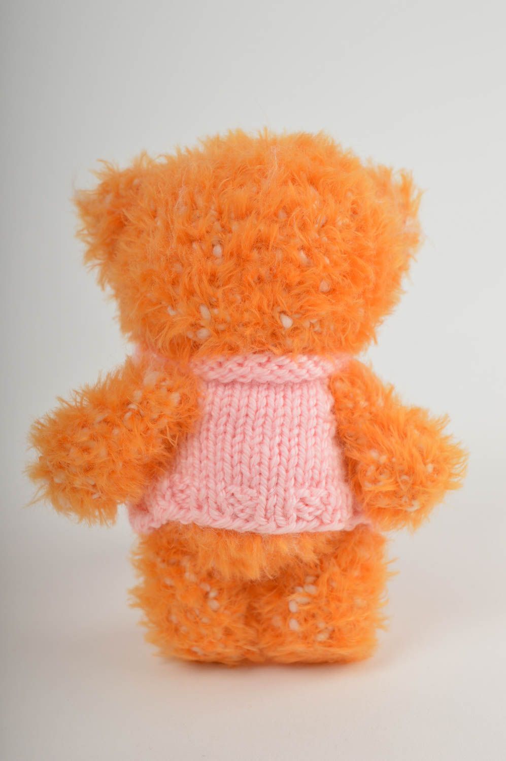 Jouet ours orange Peluche faite main tricotée originale Cadeau pour enfant photo 3