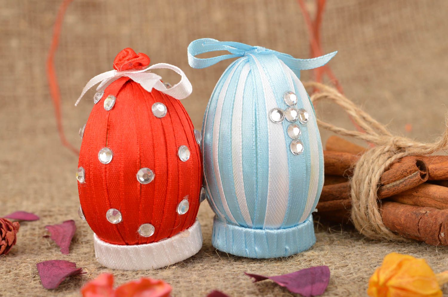 Juego de huevos de Pascua hechos a mano originales decorativos 2 piezas foto 1