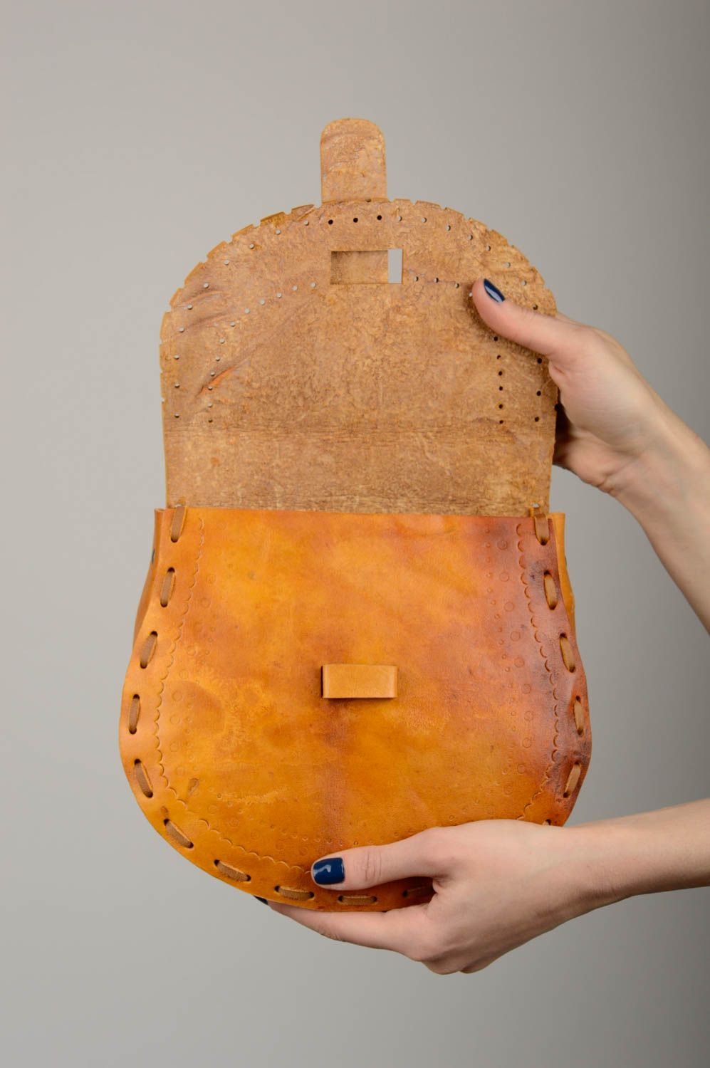 Сумка ручной работы сумка через плечо коричневая сумка из кожи плотной фото 3