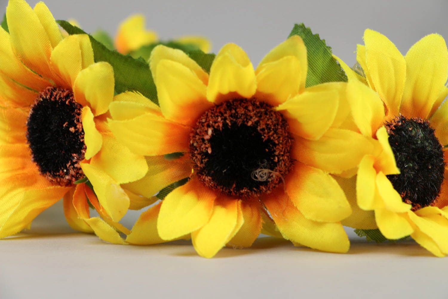 Haarreif mit Stoffblumen Sonnenblumen foto 4