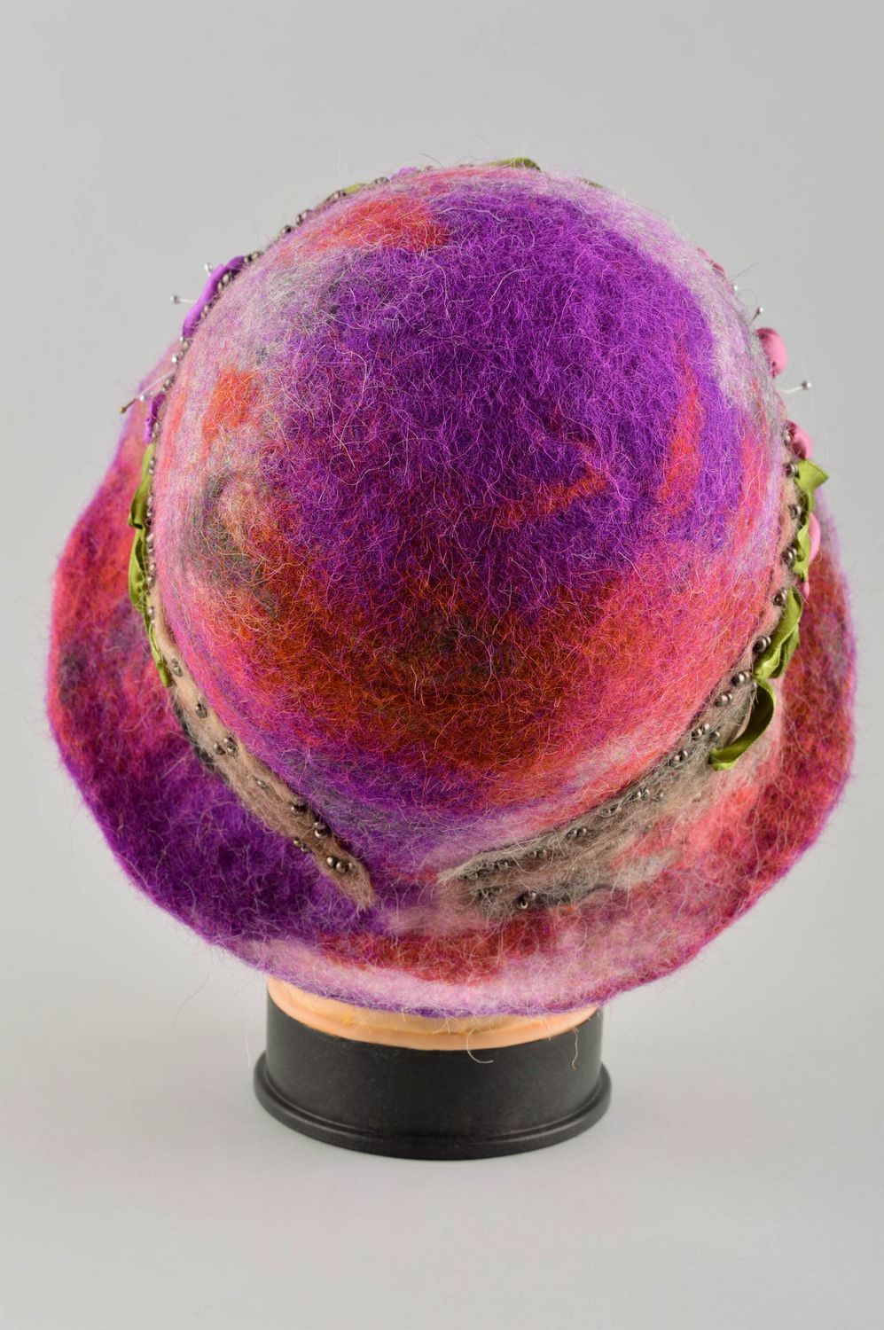 Chapeau laine violet Chapeau fait main Couvre chef femme chaud Vêtements femme photo 4