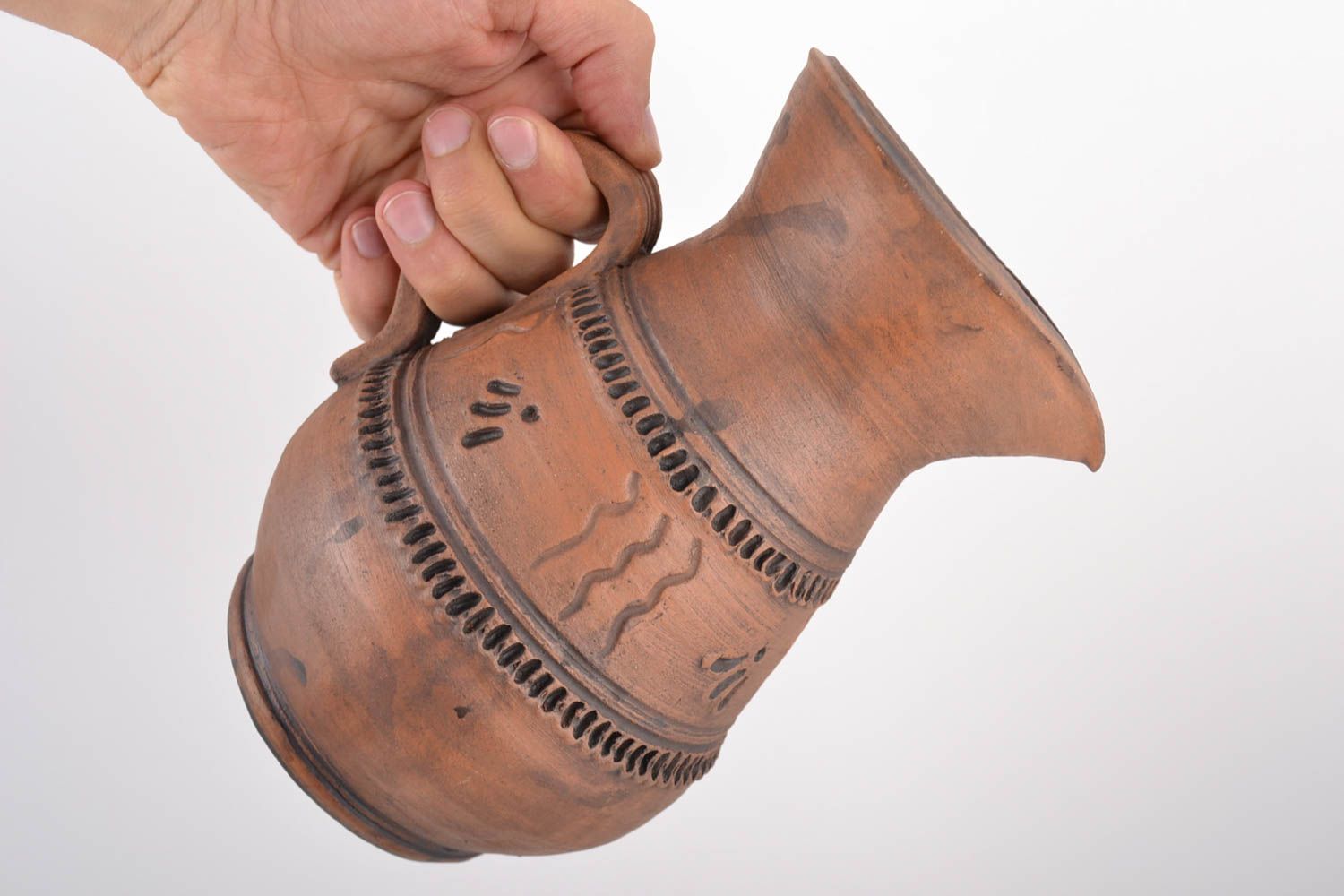 55 oz handmade ceramic juice pitcher with handle 2 lb photo 2