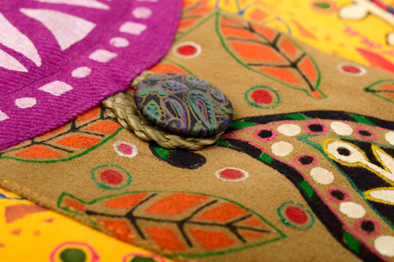 Сумка ручной работы текстильная сумка яркая красивая сумка через плечо с узором фото 5