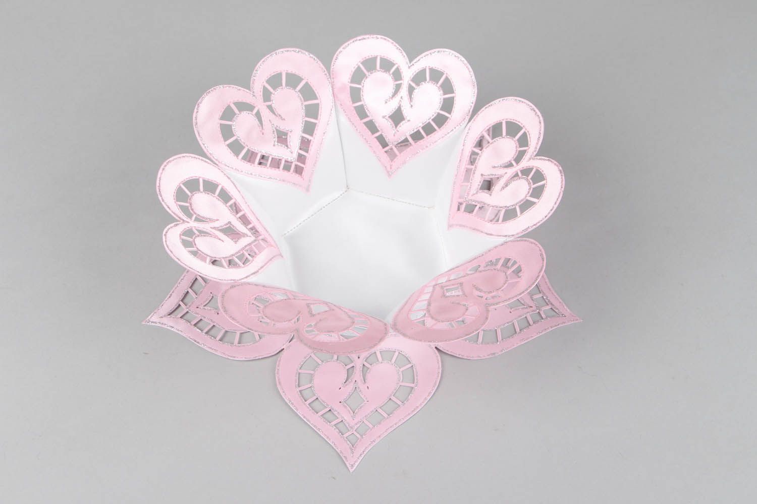 11 inches wide fabric heart shape bowl for table décor 0,06 lb photo 2