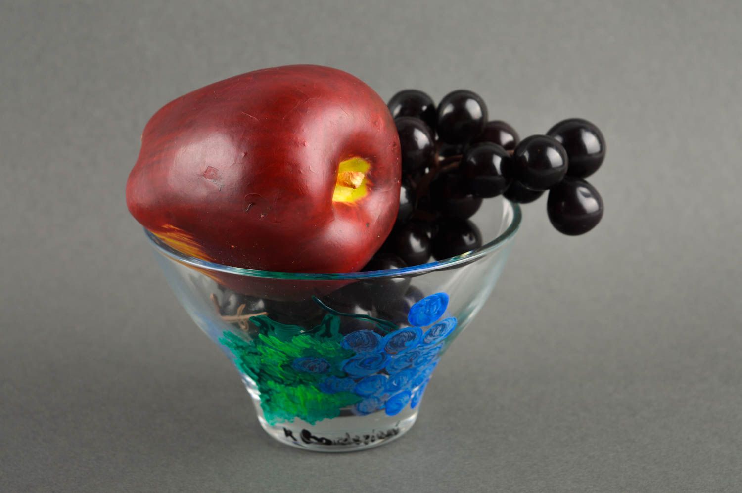Декор для дома хэнд мэйд ваза для конфет маленькая стеклянная посуда Виноград фото 1