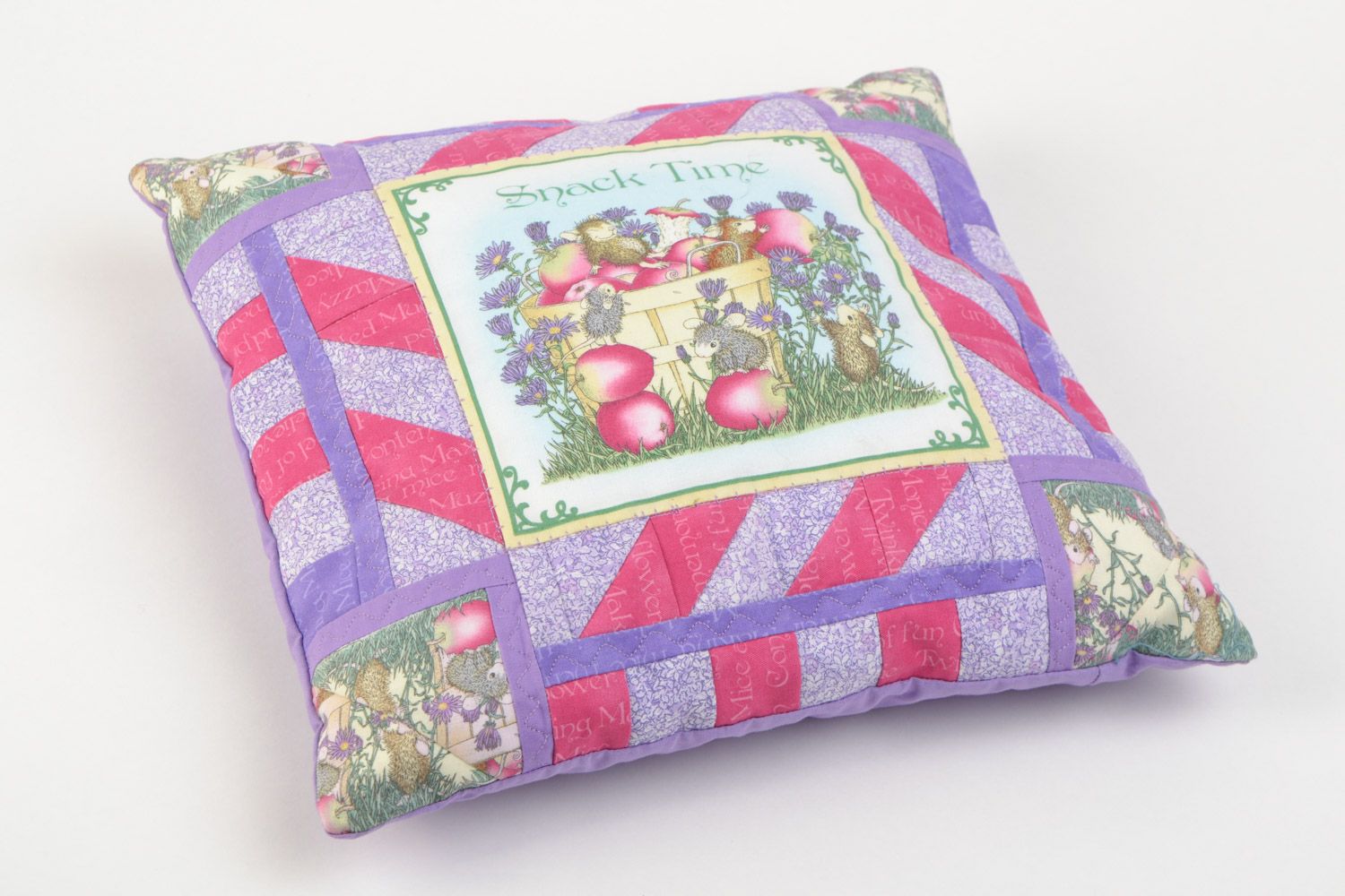 Handmade patchwork cushion made of cotton for sofa and bed home decor photo 3