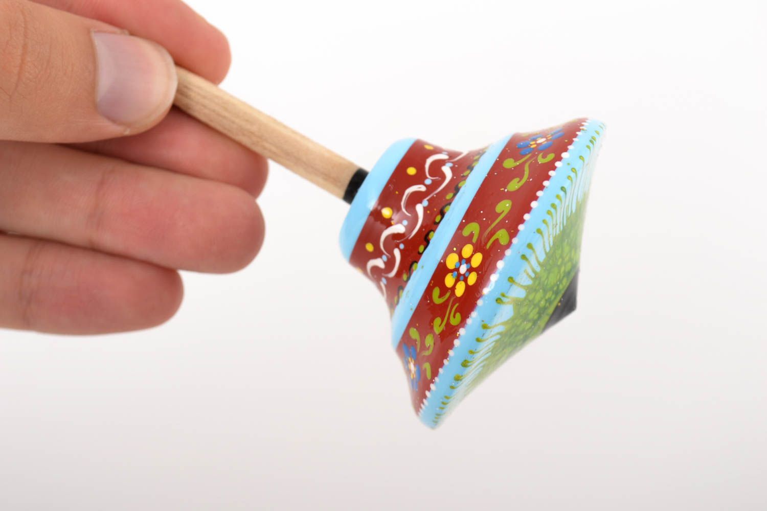 Игрушка ручной работы игрушка из дерева юла игрушка маленькая детская расписная фото 2