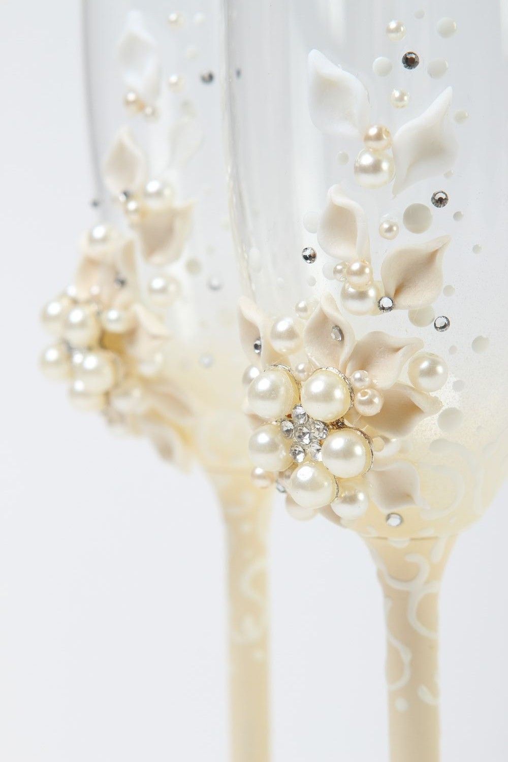 Verres de mariage fait main Flûtes champagne Décoration de table mariage photo 3