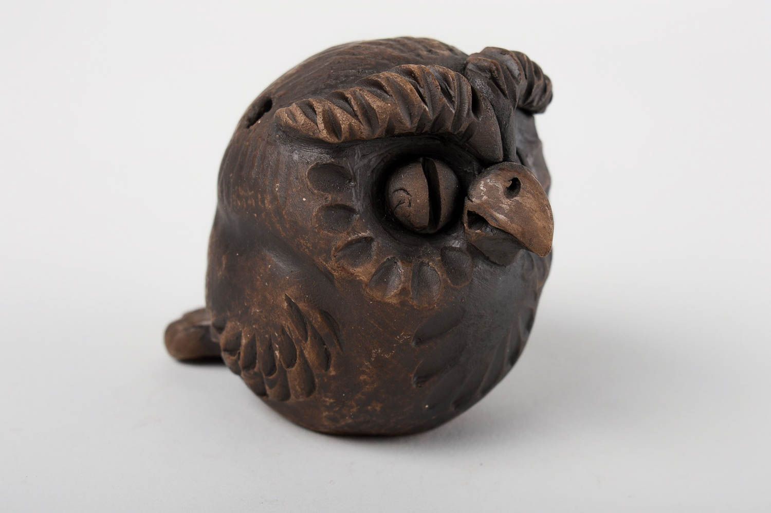 Свистулька из глины хенд мейд керамическая свистулька сова глиняная игрушка фото 2