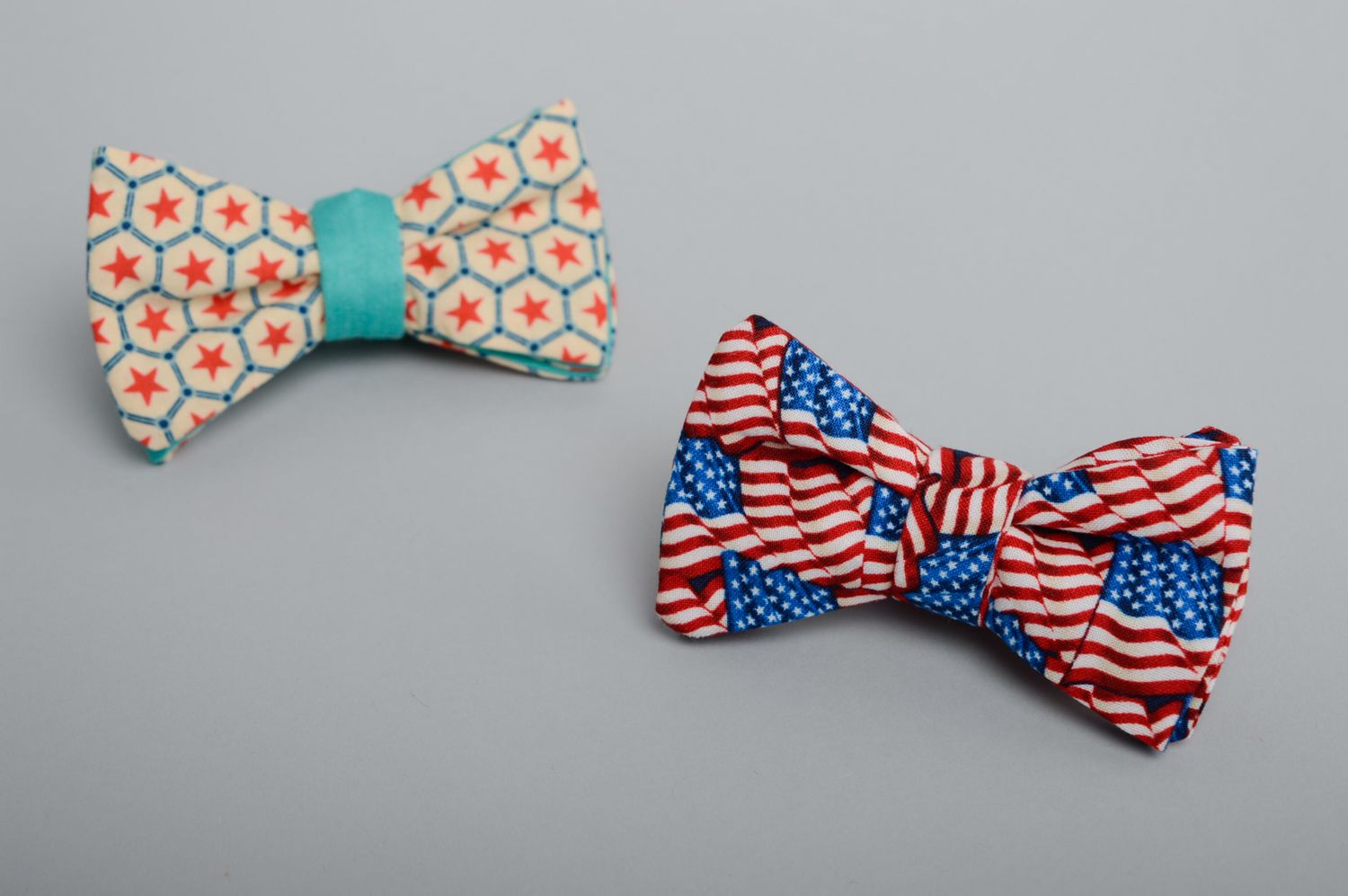 Текстильный галстук-бабочка самовяз с американским флагом фото 5