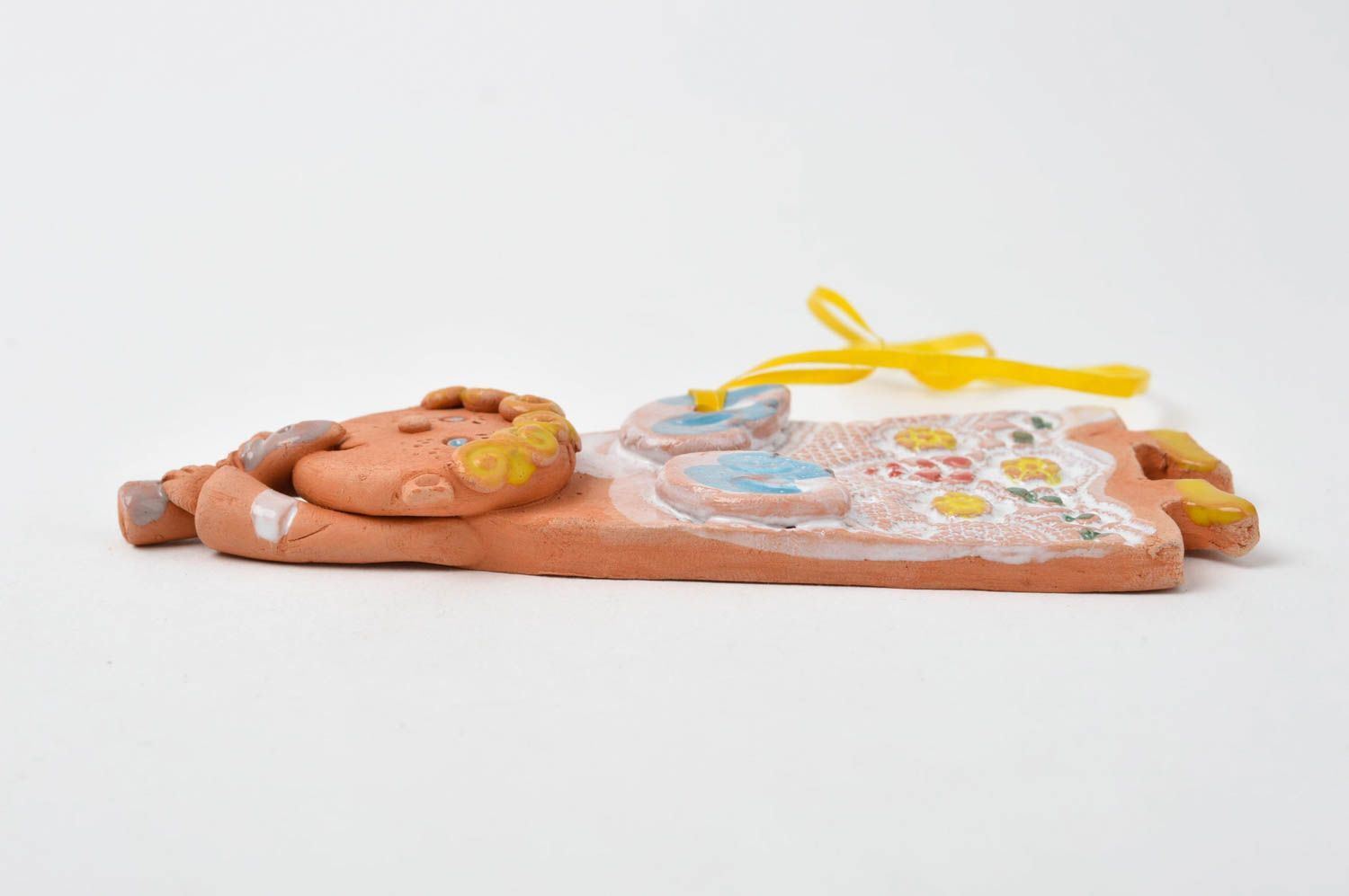 Keramik Engel handgetöpfert Deko zum Aufhängen Geschenk Idee Engel aus Ton  foto 2