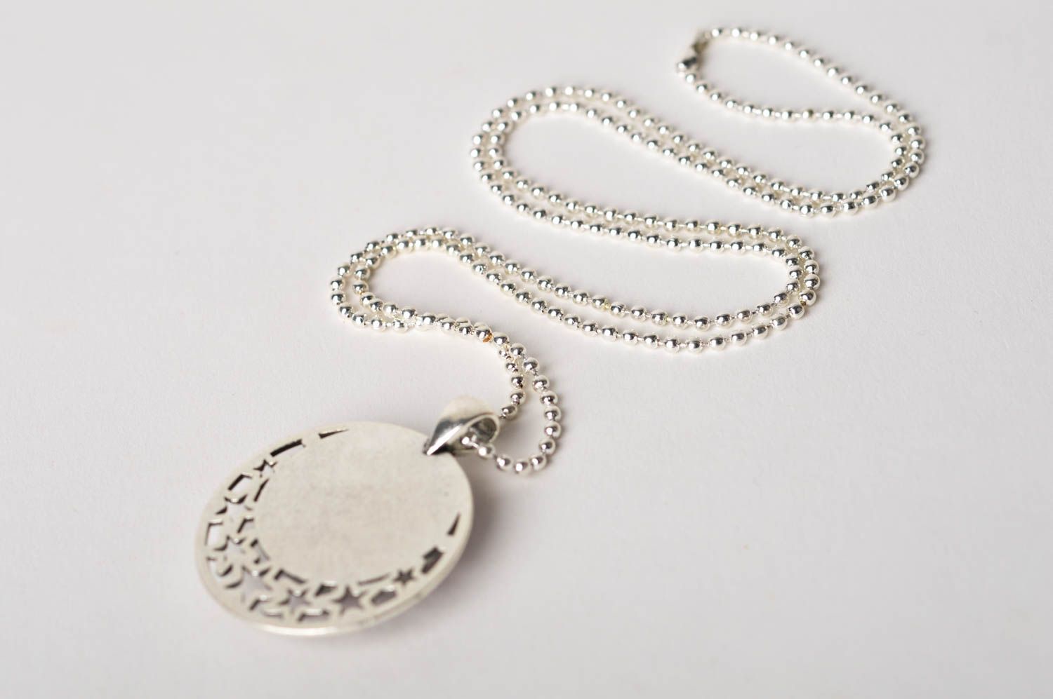 Handmade pendant with delicate print pendant on long chain designer jewelry photo 4