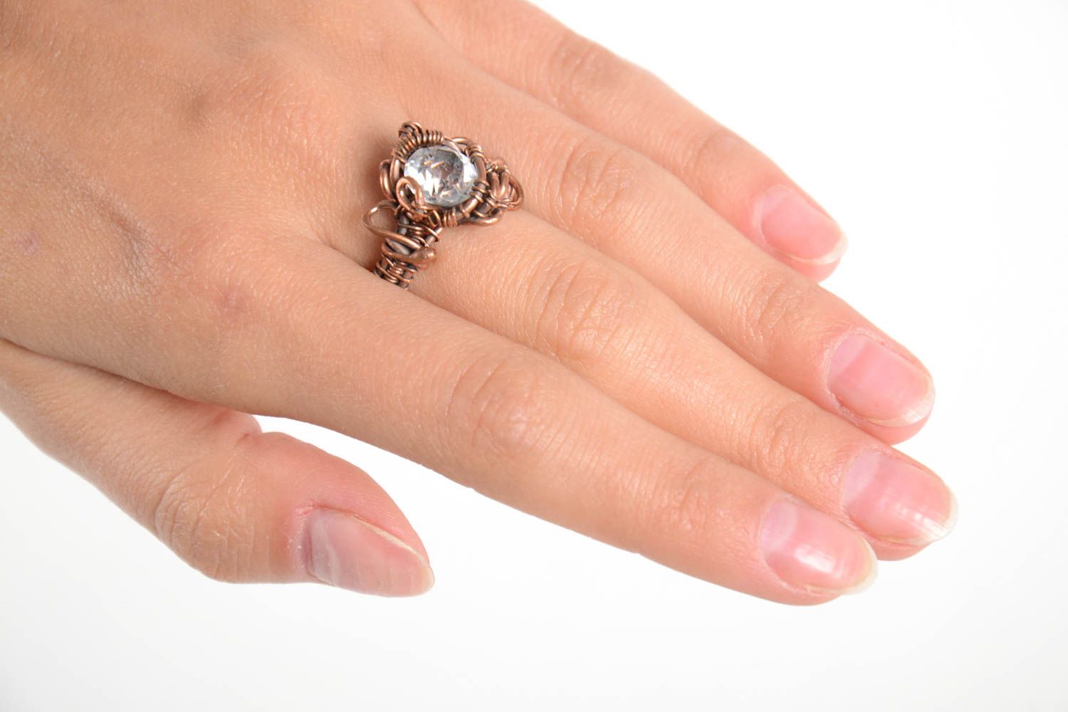 Авторское необычное кольцо ручной работы красивое кольцо из меди женское кольцо фото 2