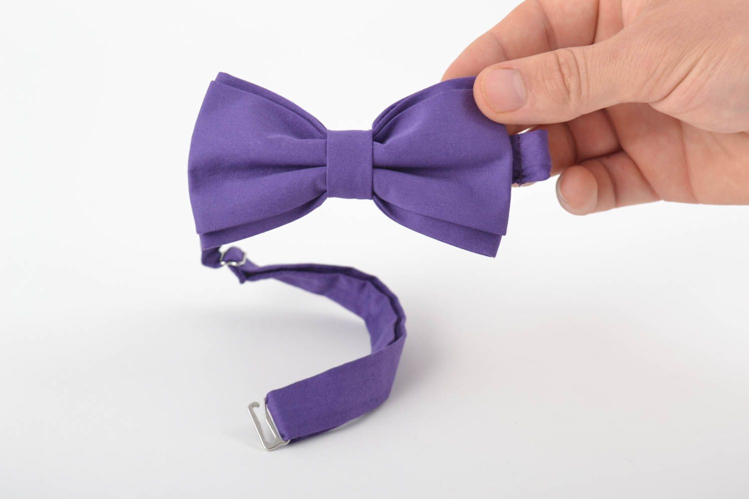 Текстильный галстук-бабочка ручной работы для мужчин и женщин фиолетовый фото 4