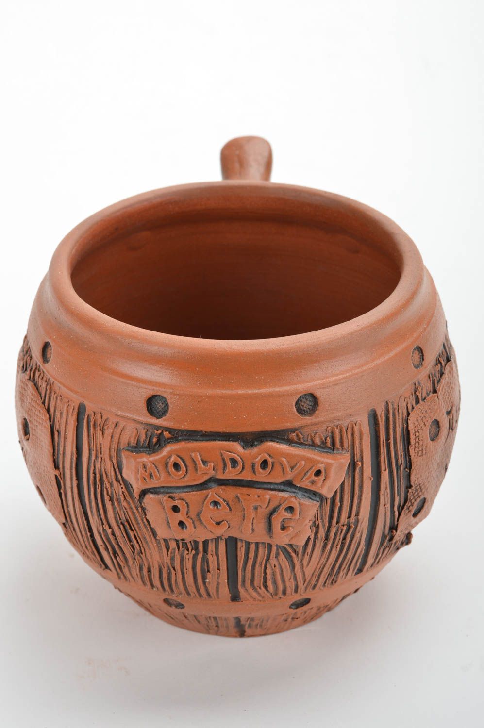 Becher aus Ton Keramik Trinkbecher Keramik Geschirr handgemacht beschriftet foto 2