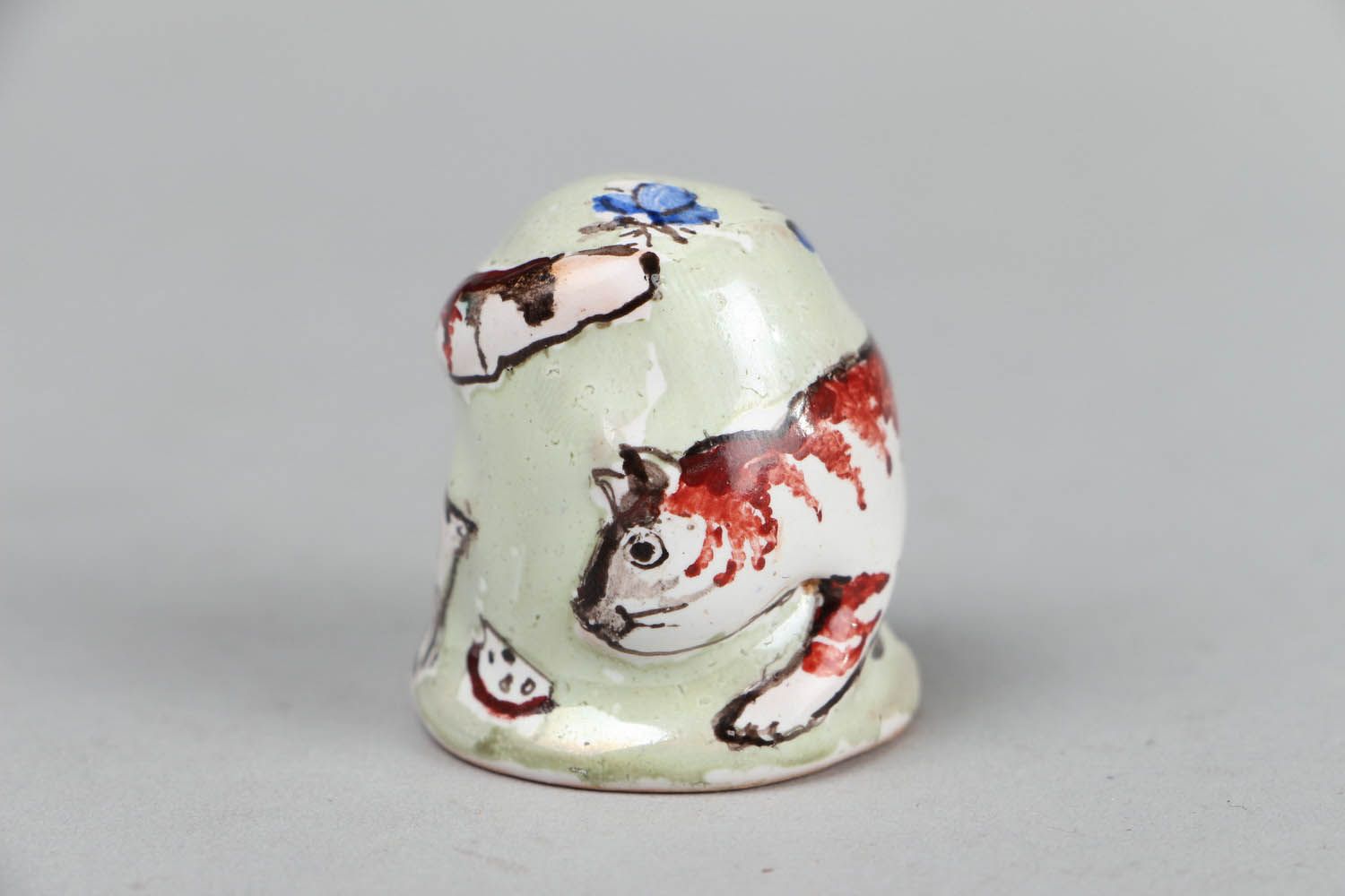 Dé à coudre en céramique peint chat fait main photo 1